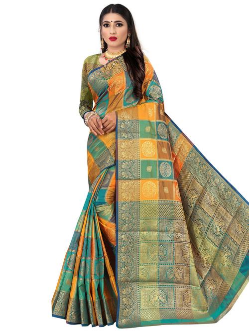 self design patola saree with blouse - 20169113 - Very Small Image - 1