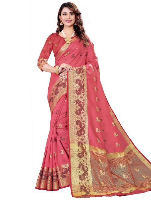 self design banarasi saree with blouse - 20169152 - Very Small Image - 1