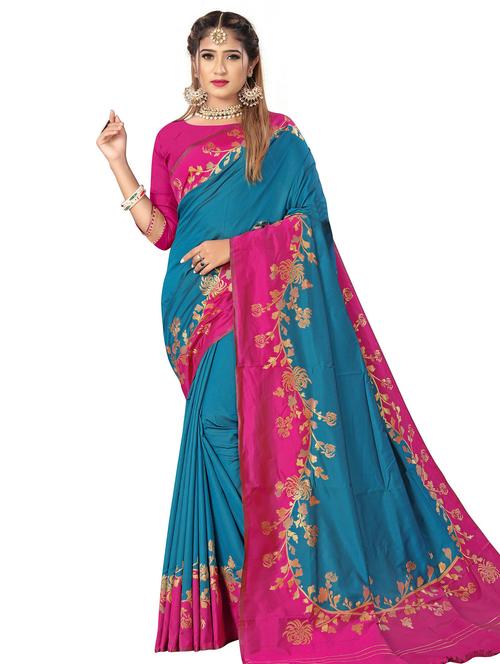self design woven saree with blouse - 20169155 - Very Small Image - 1