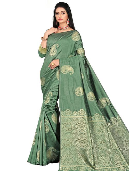 self design banarasi saree with blouse - 20169167 - Very Small Image - 1