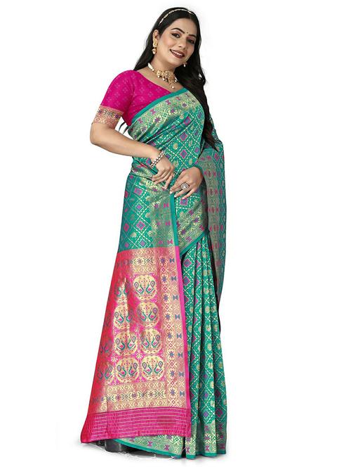 green self design banarasi saree with blouse - 20169221 - Very Small Image - 1