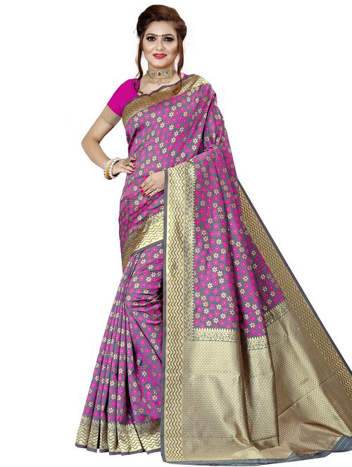 women's self design multi colored saree with blouse - 20169231 - Very Small Image - 1