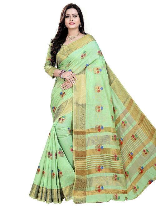light green self design woven saree with blouse - 20169263 - Very Small Image - 1