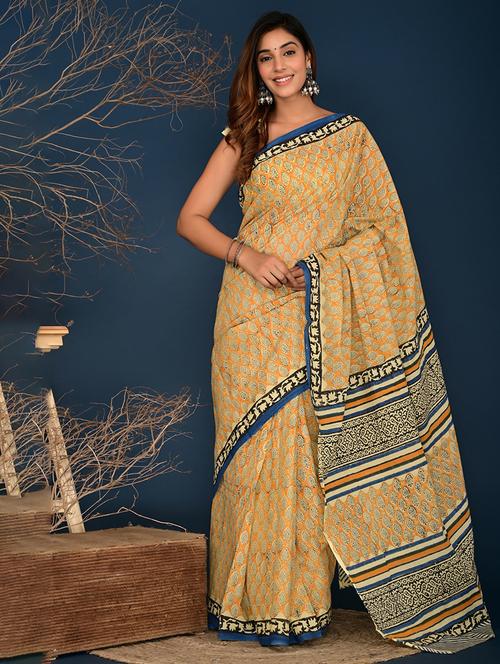women block print handloom saree - 20170730 - Very Small Image - 1
