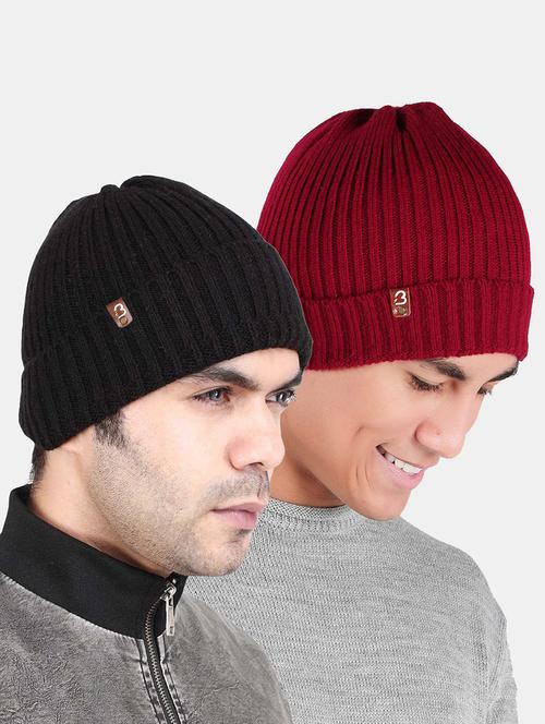pack of 2 solid winter skull cap - 20171228 - Very Small Image - 1