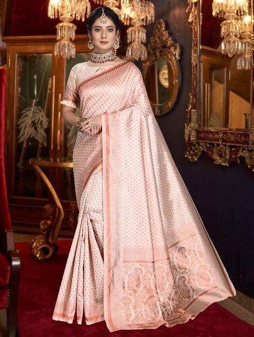 pink jacquard kanjivaram saree with blouse - 20171321 - Very Small Image - 1