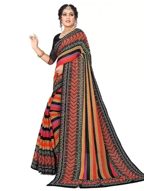 sequin work striped saree with blouse - 20171368 - Very Small Image - 1