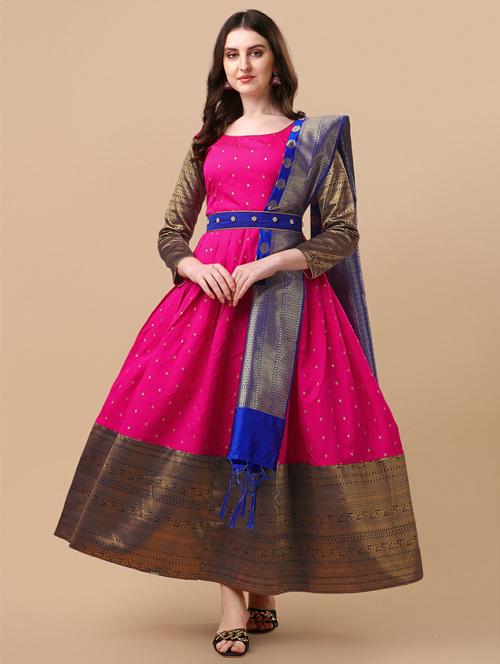self design anarkali ethnic gown with dupatta - 20171748 - Very Small Image - 1