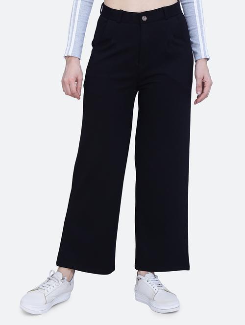 solid ankle length wide leg trouser - 20171816 - Very Small Image - 1