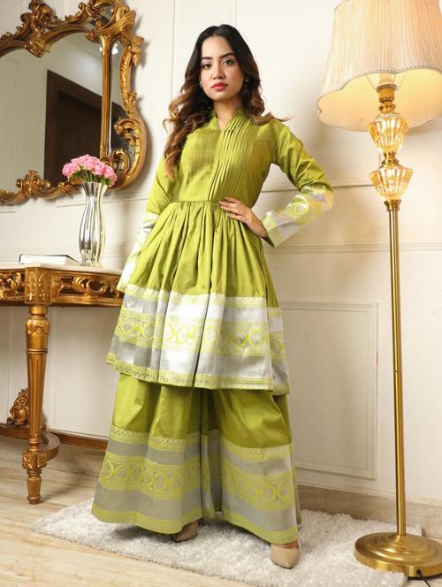 jacquard work kurta sharara set - 20171944 - Very Small Image - 1