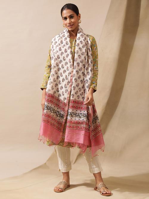 white printed dupatta - 20172499 - Very Small Image - 1