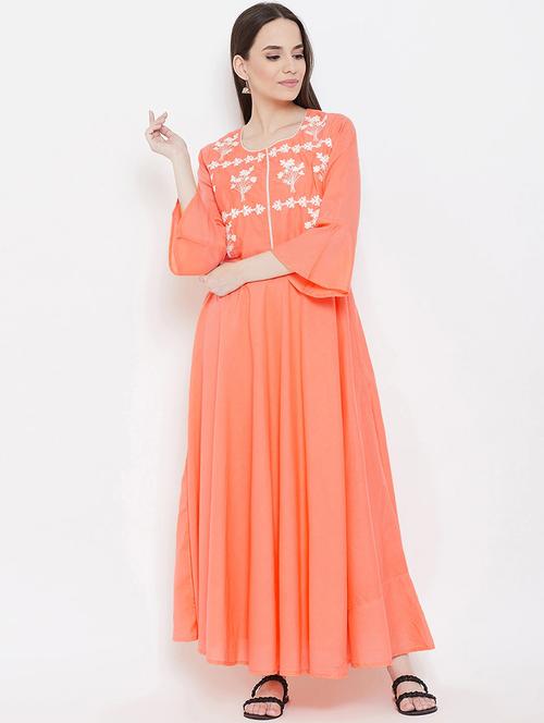 embroidered flared ethnic dress - 20172551 - Very Small Image - 1
