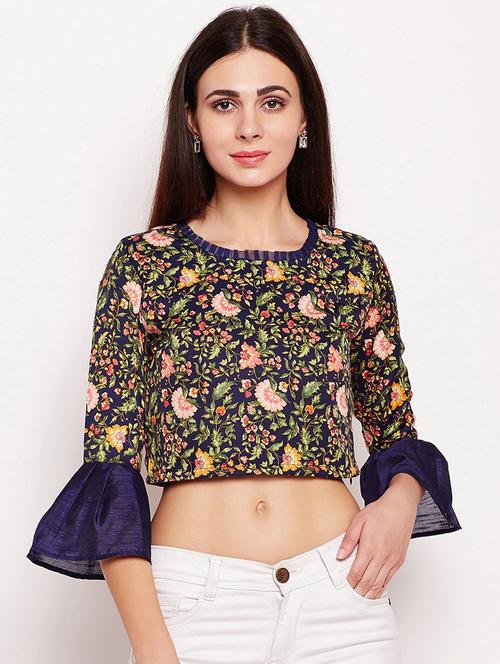 round neck printed regular top - 20172568 - Very Small Image - 1