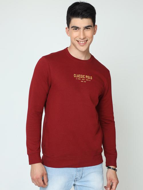 maroon cotton sweatshirt - 20172947 - Very Small Image - 1