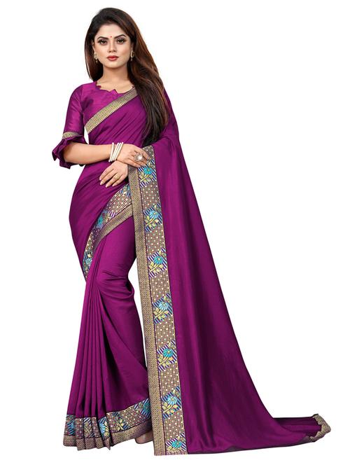 solid bordered saree with blouse - 20173139 - Very Small Image - 1