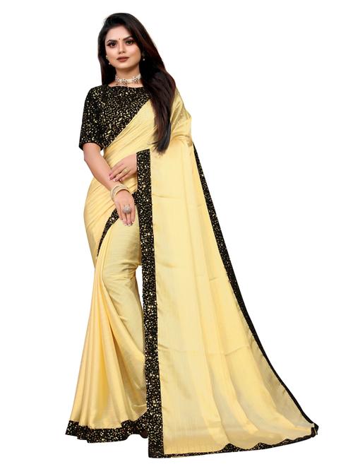 women's bordered beige colored saree with blouse - 20173256 - Very Small Image - 1