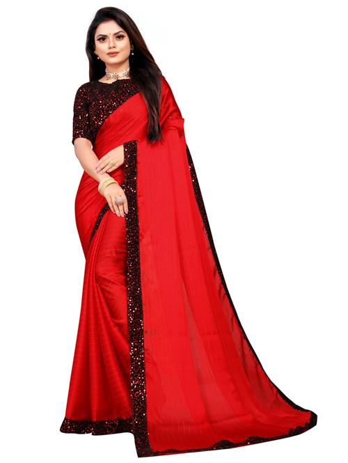 solid bordered lace work saree with blouse - 20173261 - Very Small Image - 1