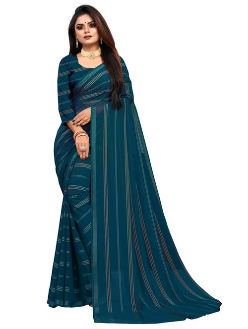 teal green woven saree - 20173374 - Very Small Image - 1