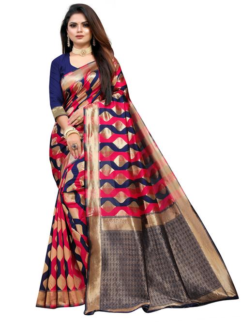 self design banarasi saree with blouse - 20173383 - Very Small Image - 1