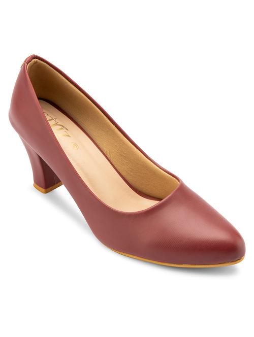 maroon solid slip-on pumps - 20173551 - Very Small Image - 1