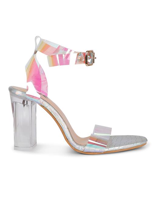 holographic transparent block heel sandal - 20173596 - Very Small Image - 1