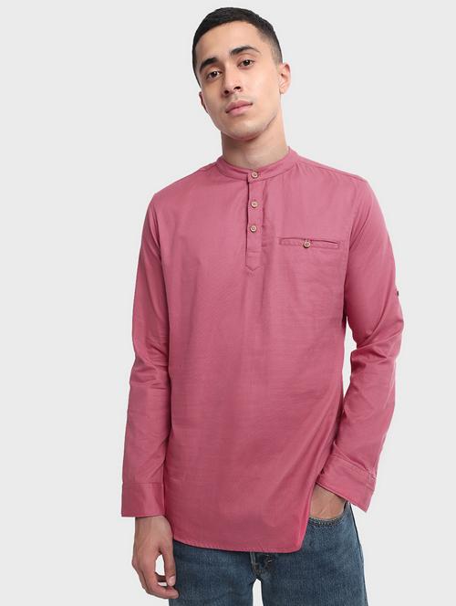 men's solid cotton short kurta - 20173732 - Very Small Image - 1