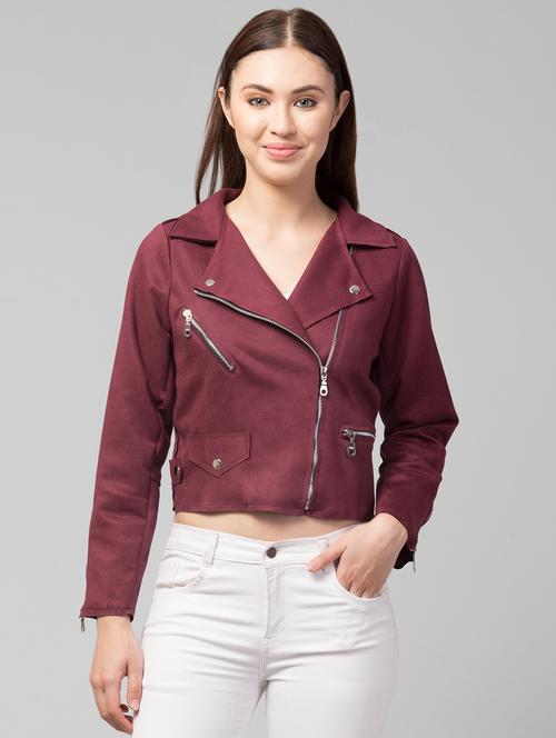 solid zipper biker jacket - 20173765 - Very Small Image - 1