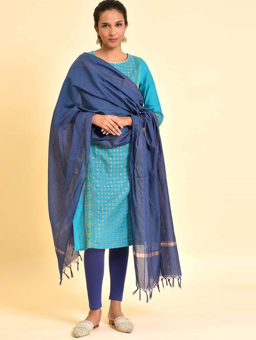 blue plain dupatta - 20173880 - Very Small Image - 1