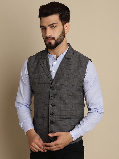 checkered slim fit classic waistcoat - 20174064 - Very Small Image - 1