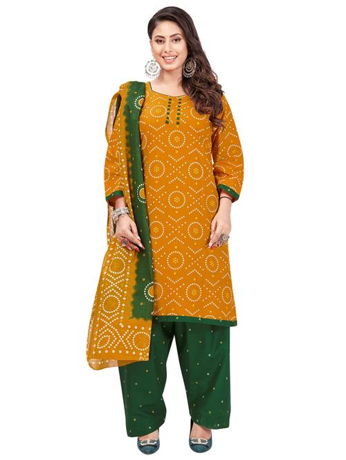 printed unstitched patiyala suit set - 20174430 - Very Small Image - 1