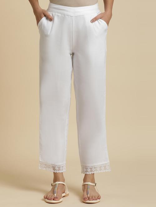 lace detail solid straight trouser - 20174761 - Very Small Image - 1
