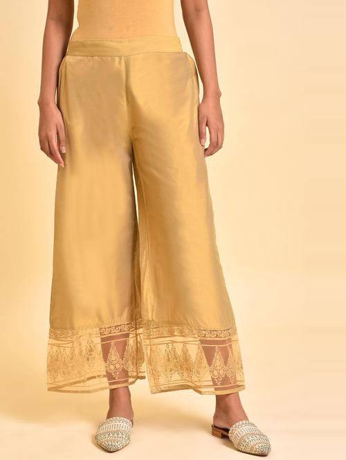 lace detail solid wide leg trouser - 20174769 - Very Small Image - 1