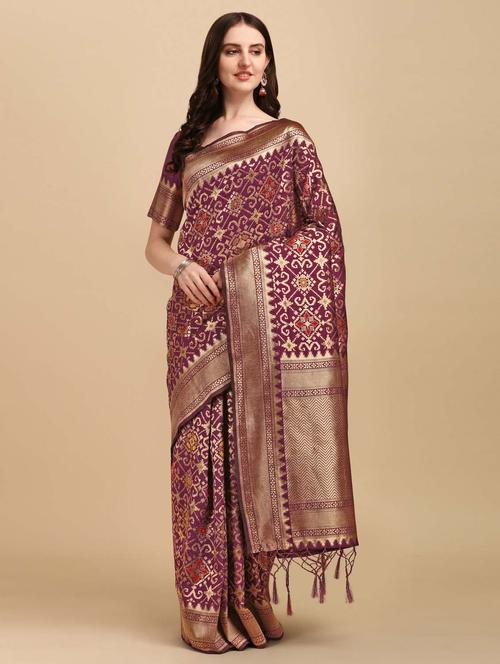 women's banarasi saree with blouse - 20175505 - Very Small Image - 1