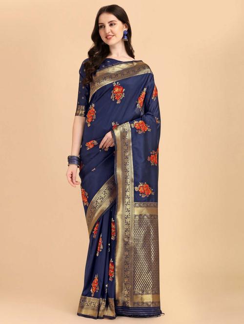 women's banarasi saree with blouse - 20175563 - Very Small Image - 1