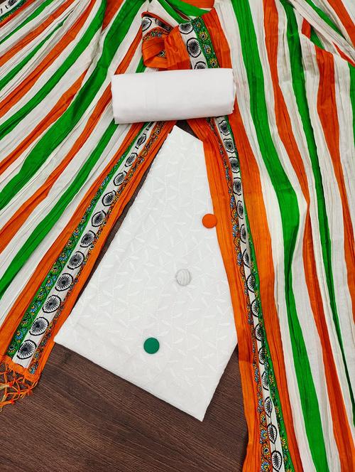 white embroidered unstitched suit - 20176111 - Very Small Image - 1