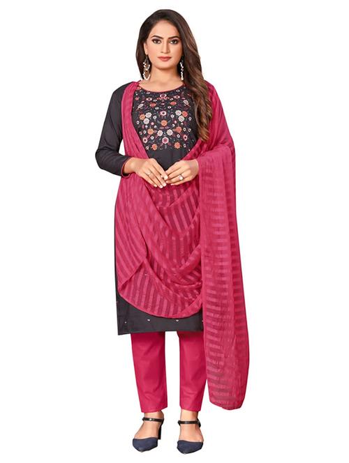 black self design unstitched suit - 20176119 - Very Small Image - 1