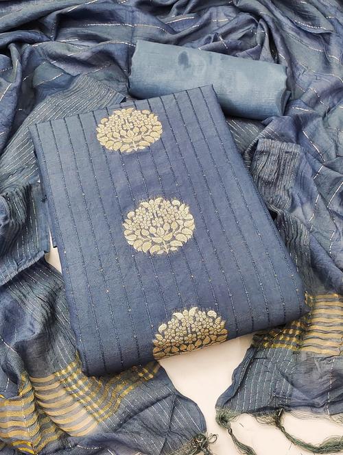 blue embroidered unstitched suit - 20176142 - Very Small Image - 1