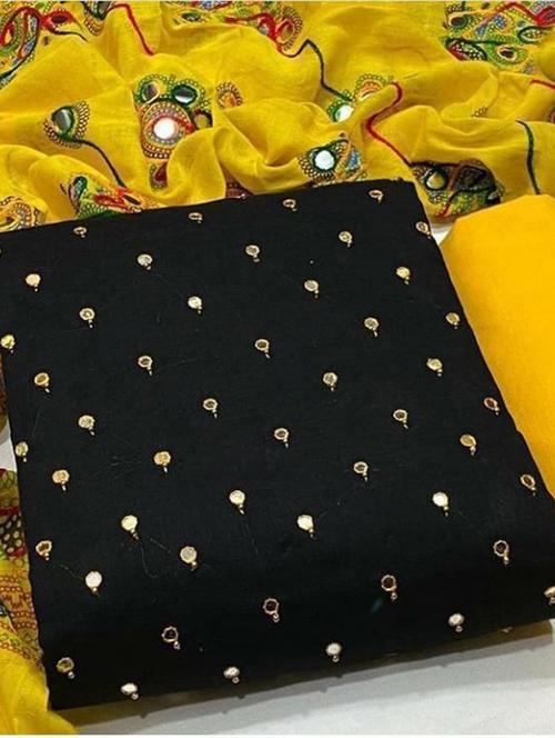 black self design unstitched suit - 20176193 - Very Small Image - 1