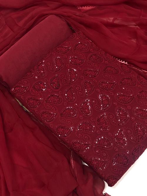 embroidered unstitched suit set - 20176274 - Very Small Image - 1