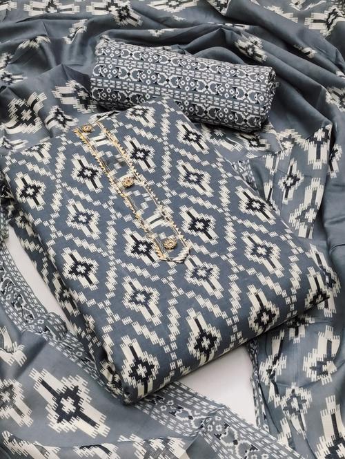 grey self design unstitched suit - 20176288 - Very Small Image - 1