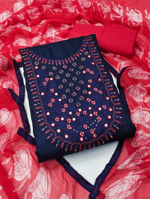 embroidered unstitched suit set - 20176321 - Very Small Image - 1