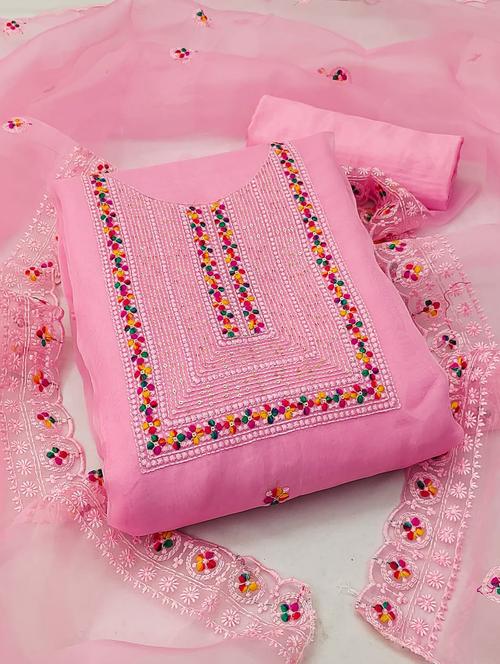 embroidered unstitched suit set - 20176373 - Very Small Image - 1