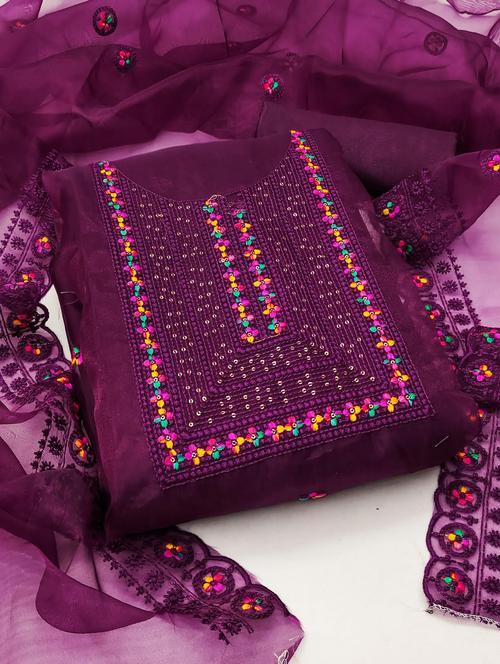 embroidered unstitched suit set - 20176374 - Very Small Image - 1