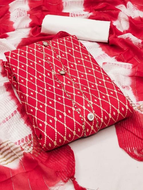 pink printed unstitched suit - 20176404 - Very Small Image - 1