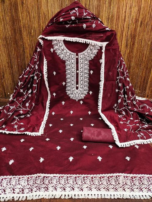 embroidered unstitched suit set - 20176410 - Very Small Image - 1