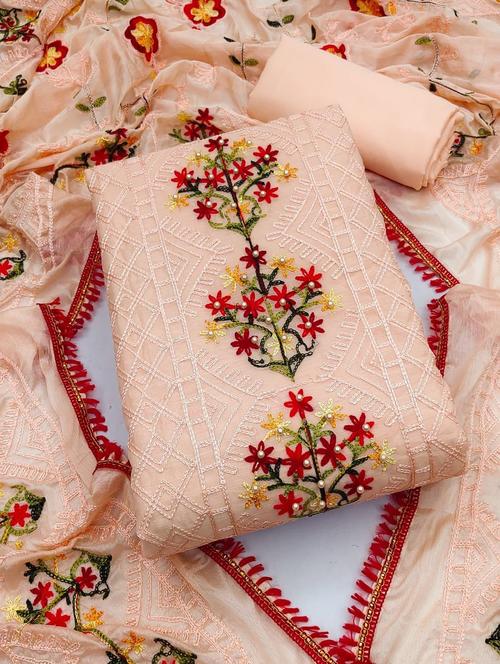 embroidered unstitched suit set - 20176414 - Very Small Image - 1