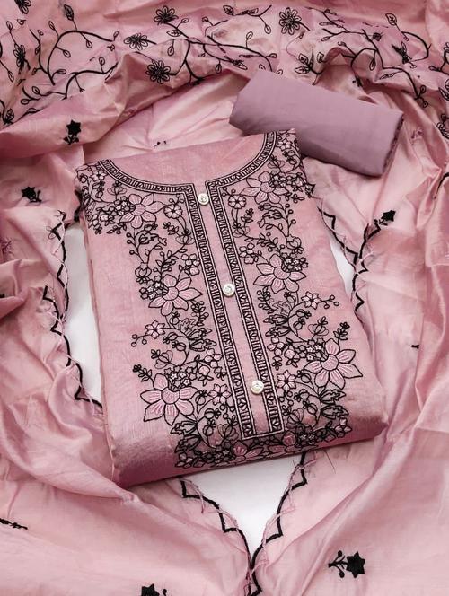 pink silk blend unstitched suit - 20176425 - Very Small Image - 1