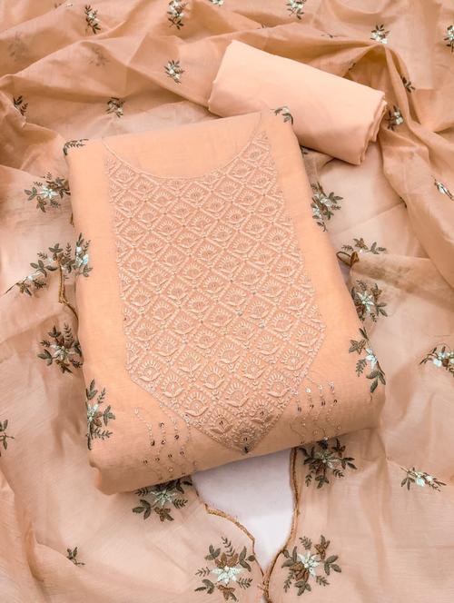 orange silk blend unstitched suit - 20176450 - Very Small Image - 1