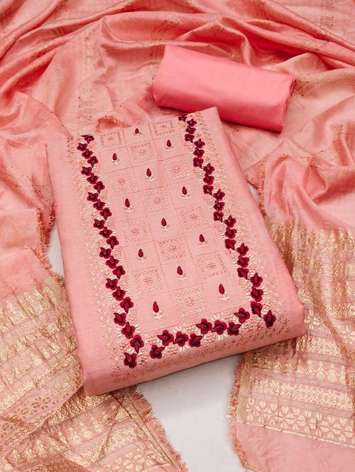 pink self design unstitched salwar suit set - 20176474 - Very Small Image - 1