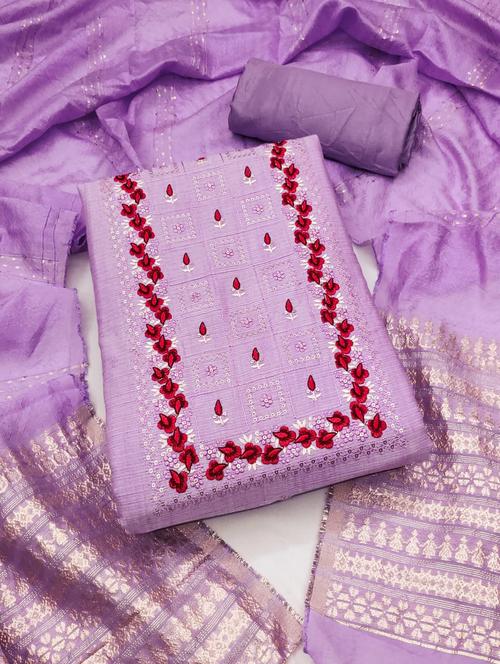 lavender self design unstitched salwar suit set - 20176476 - Very Small Image - 1